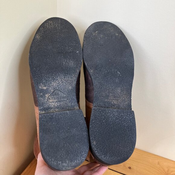 Brahma Leather Lace-Up Boots Roper Western Kiltie Fringe Two-Tone Brown - Picture 5 of 7